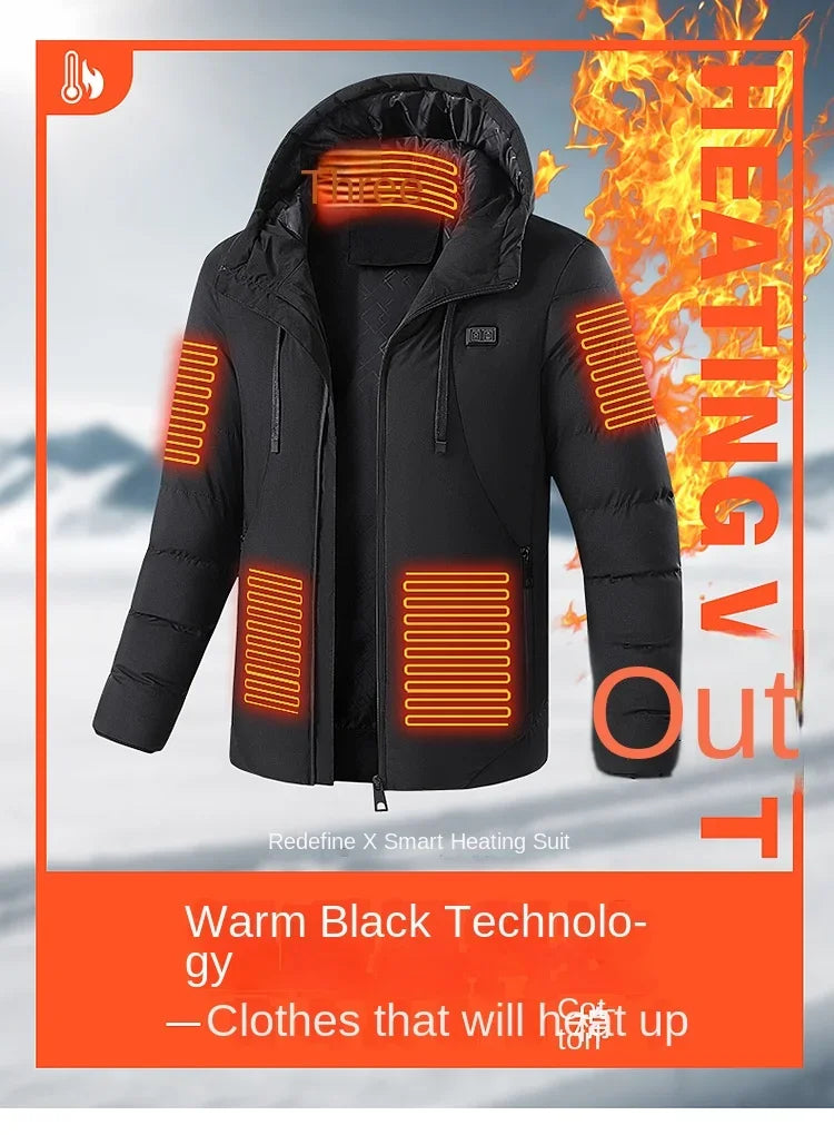 11 Zone Heating Jacket Vest Men Electric Heating Padded Jacket Usb Heating Clothes Outdoor Women Cold-proof Warm Ski Down Jacket