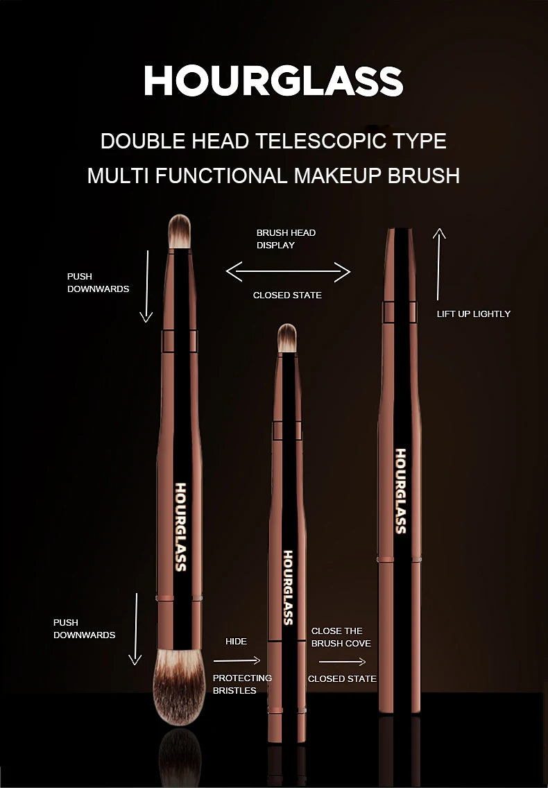 Hourglass Multifunctional Makeup Brush, Double-headed Brush for Facial Concealer and Highlight