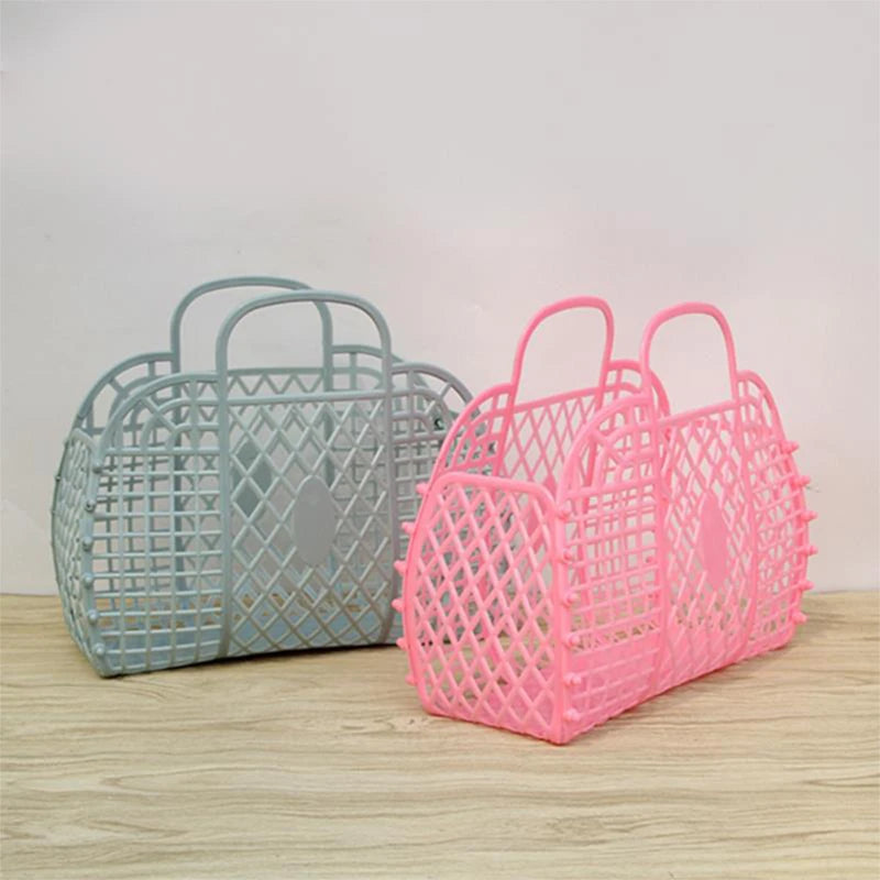 Kitchen Storage Basket Hollow Portable Shower Bath Baskets Desktop Fruit Hanging Child Toys Snack Plastic Organizer