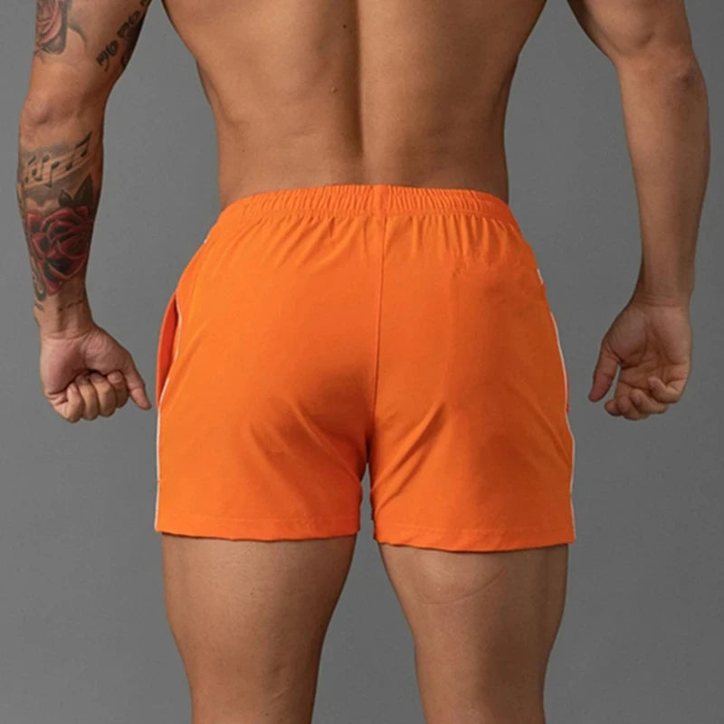 Summer Men's Swimming Solid Color Swimsuit Quick Drying Breathable Color Swimsuit Beach Surf Shorts Beach Drawstring Shorts