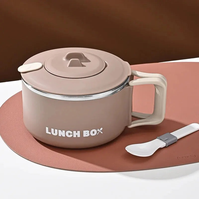 304 Stainless Steel Instant Noodles Ramen Bowl With Lid Fruit Salad Rice Soup Bowl Kitchen Tableware Large Capacity Lunch Box