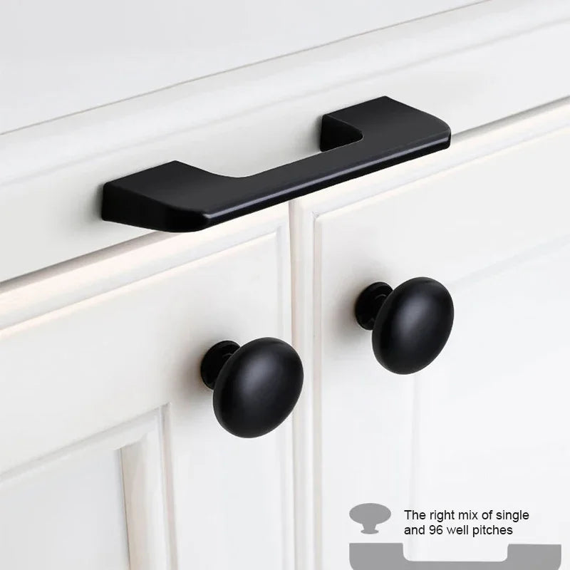 JUIDINTO 1pc Aluminium Cabinet Handle Pulls Black Handle 96-320mm Kitchen Drawer Handle for Furniture Wardrobe Closet
