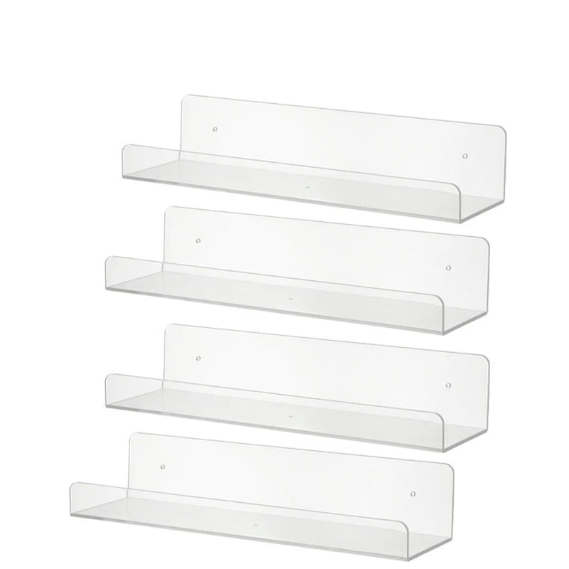 15" Invisible Acrylic Shelves Floating Wall Ledge Bookshelf Shelf Transparent U-Shaped Display Shelf Bookshelf Kitchen Bathroom
