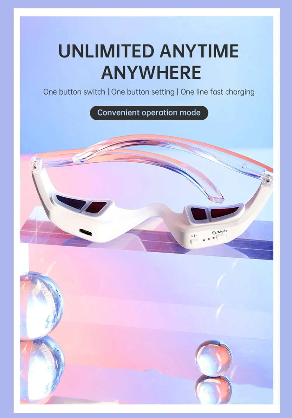 3D Red Light EMS Eye Massager Eyecare Glasses Dark Circles Puffiness Wrinkles Reduction Eye Fatigue Relaxing Beauty Care Device
