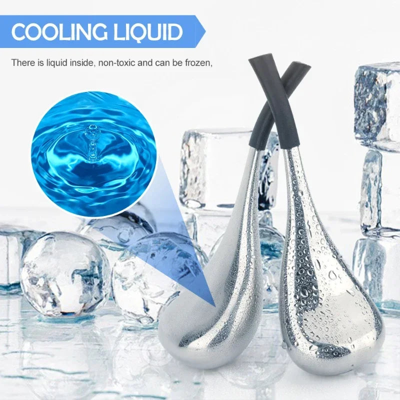 2PCS Ice Globes Spoon Massager Facial Skin Care Freeze Tool Stainless Steel Face Beauty Cryo Roller Cooling Massage Spa Ball