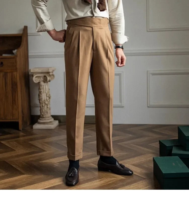 2023 Autumn/winter New Italian Style High-waisted Straight-leg Long Pants Casual Versatile Trousers For British Men