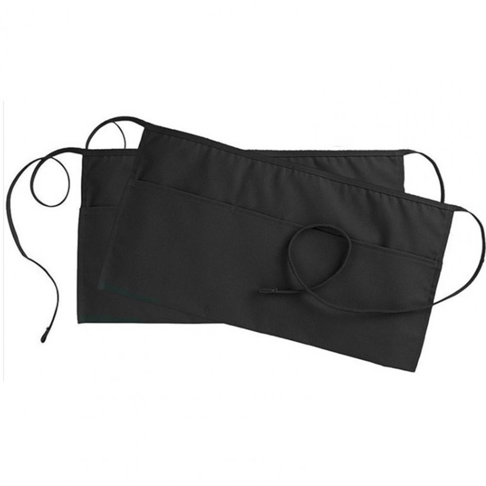 Waiter Apron Multiple Pockets Wear Resistant Waist Apron Lace Up Design Waterproof with Long Straps Half Short Apron Kitchen