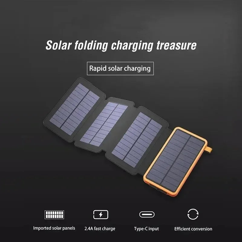 200000mAh Portable Solar Power Bank USB Super Fast Charging Folding Solar Panels Outdoor Camping Waterproof Sun Power For iPhone