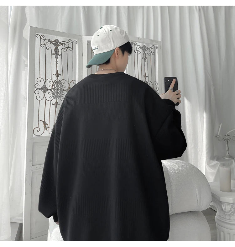 2024 Hoodies Jacquard Sweatshirt Mens White Pullover Streetwear Casual Fashion Clothes Mens Oversized Korean Harajuku T Shirt