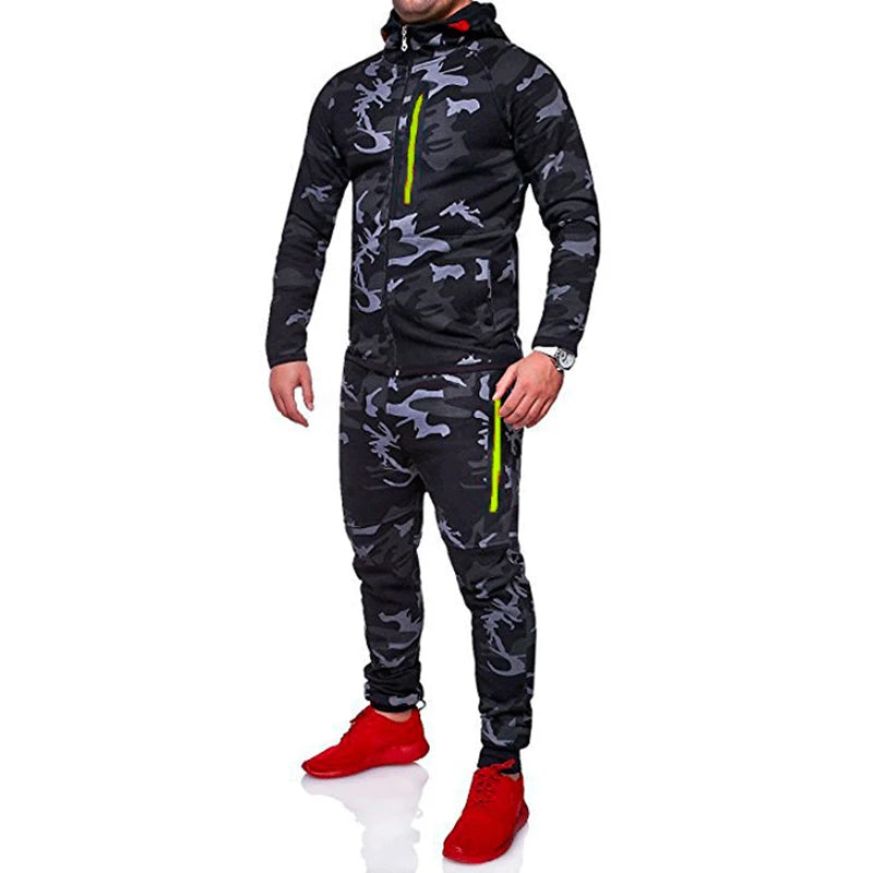 Men's Tracksuit Military Hoodie Sets Camouflage Hooded Leisure Suit Man Sweatshirt Pants Tactical Sweat Sports Suit
