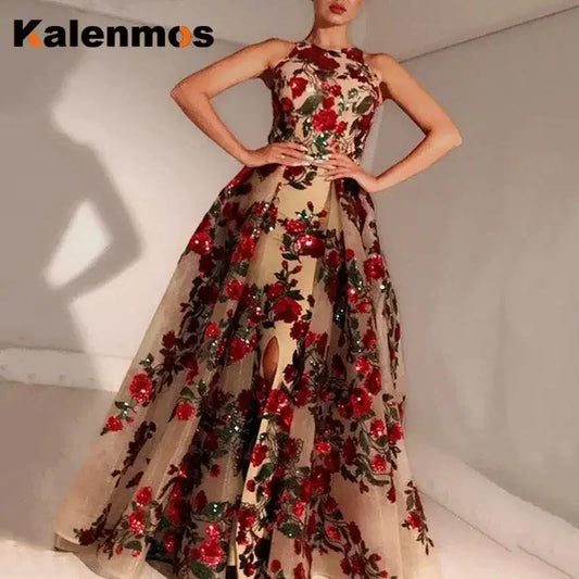 Party Sequin Long Dress Women Summer High Waist Princess Vintage Dresses Elegant O-Neck Sleeveless Club Maxi Prom Maxi Vestidos
