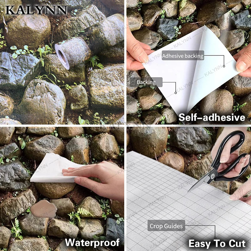 Self-Adhesive Wallpaper Brown Stone Brick Wallpaper Fireplace Kitchen Backsplash Peel and Stick Wallpaper Stick on Wallcovering