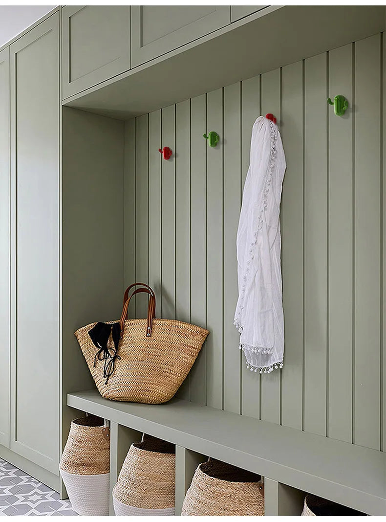 Kitchen Cabinet Storage Cactus Wall Hook Adhesive Practical Pot Plant Wall Hanger Home Decor Organizer Key Rack Bathroom Hook