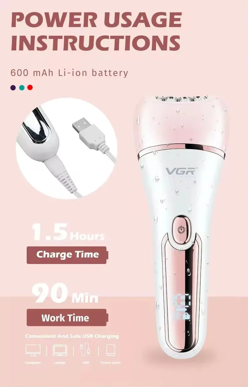 VGR Hair Trimmer Professional Hair Removal Tool Electric Epilator Lady Shaver Waterproof Hair Remover Epilator for Women V-733