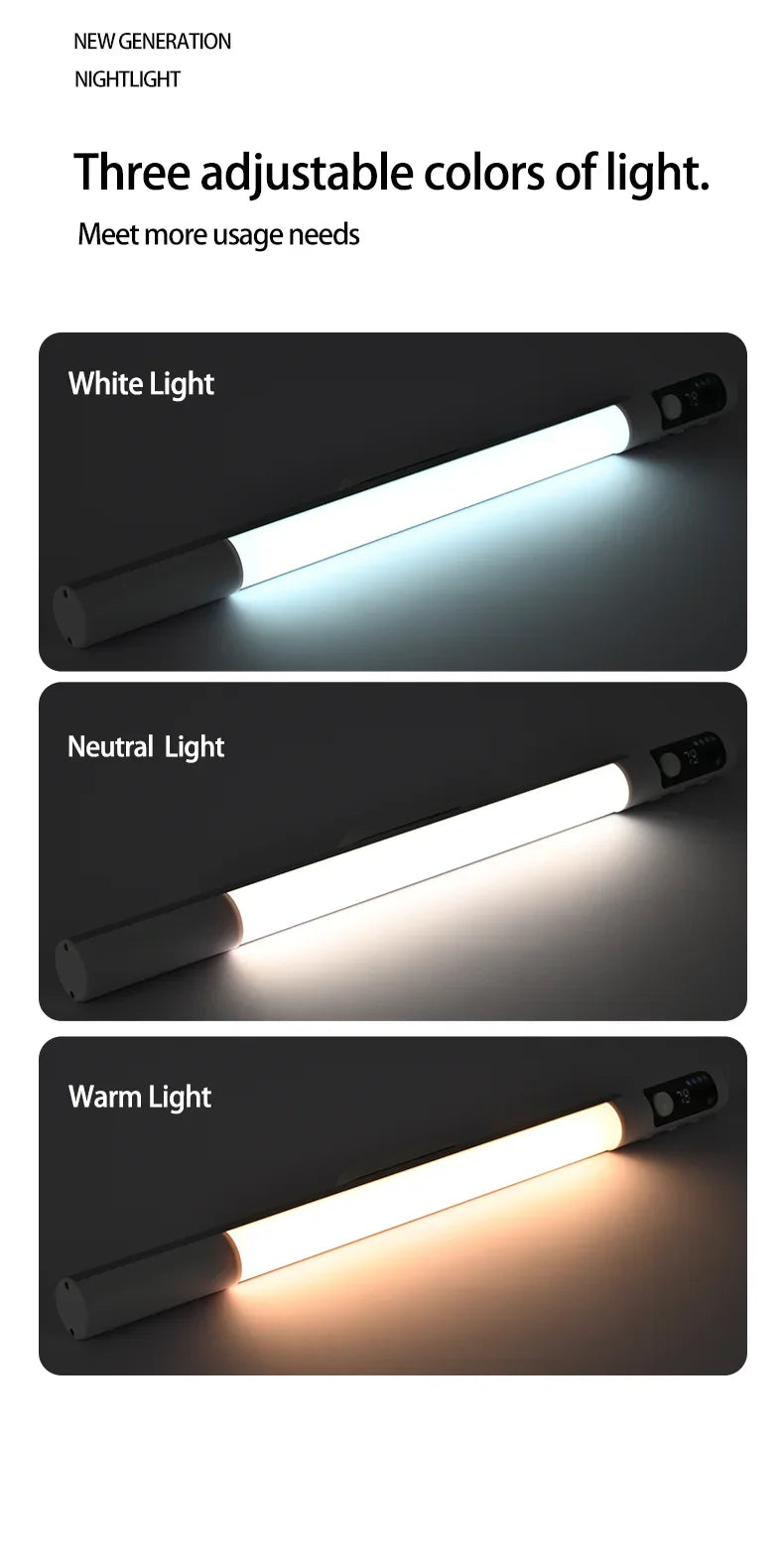 Motion Sensor Light Night Light USB Type C Rechargeable Lights Cabinet Lights For Kitchen Remote control Digital display LED