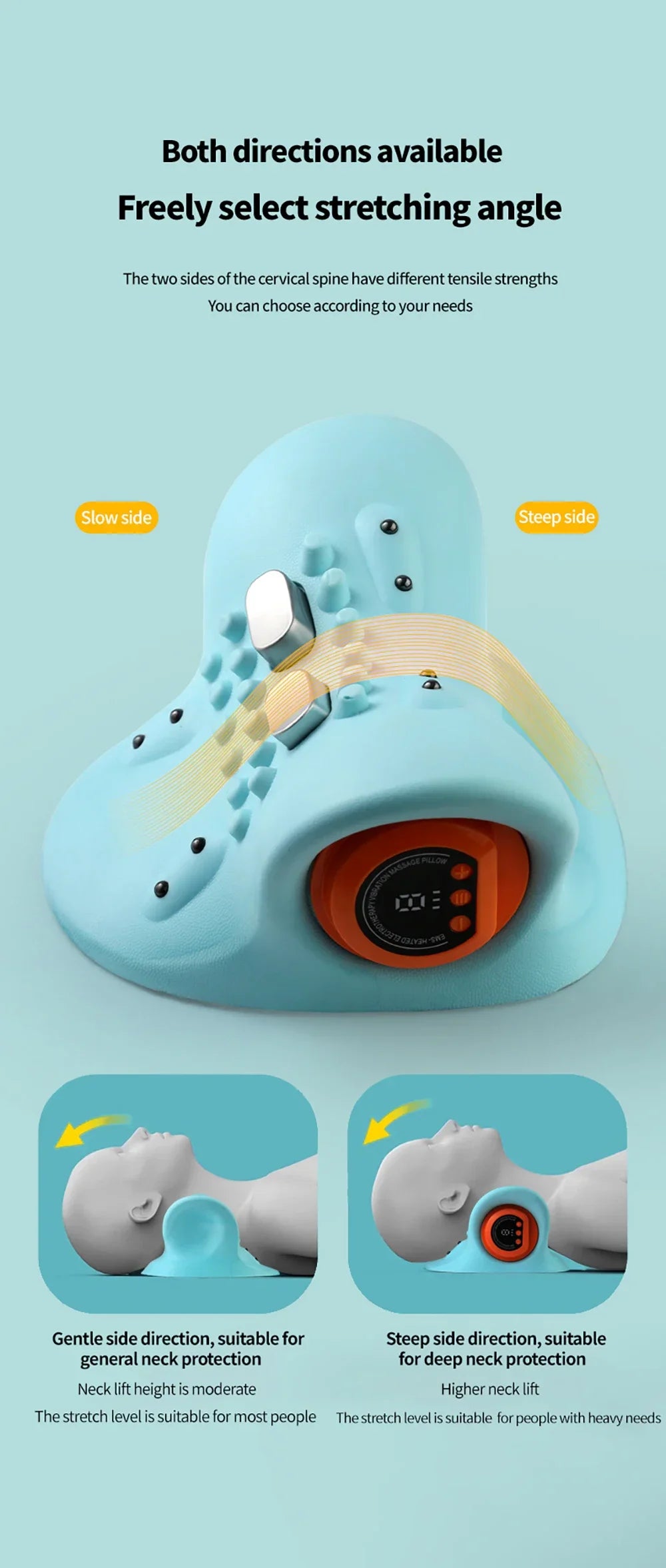 Cervical Neck Massager EMS Relax Heat Devices for Adult Cervical Repair Traction Electric Neck and Head Acupoint Massage Pillow