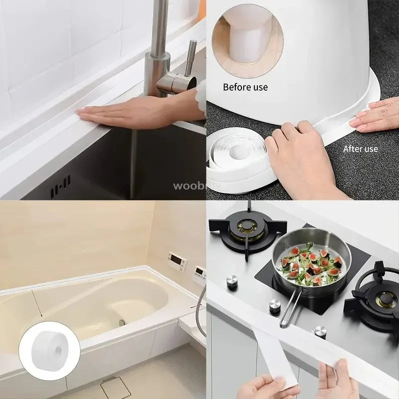 Multifunction Kitchen Self Adhesive Sealing Tape Bathroom Shower Bath Caulk Strip Waterproof Wall Sticker Sink Mold Proof Edge T