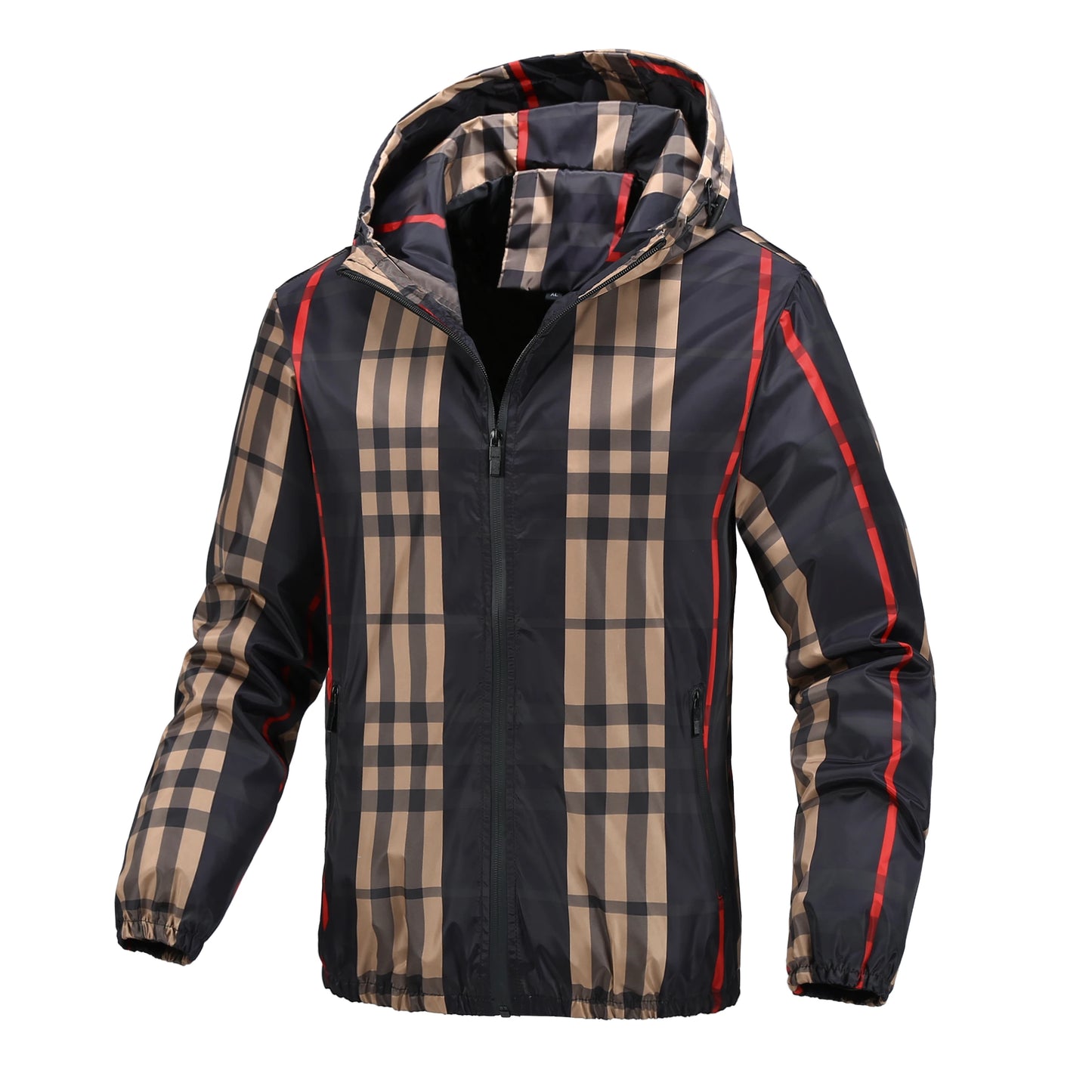 2024 new jacket men's hooded cross-border live broadcast fashion versatile jacket plaid spring and autumn youth jacket