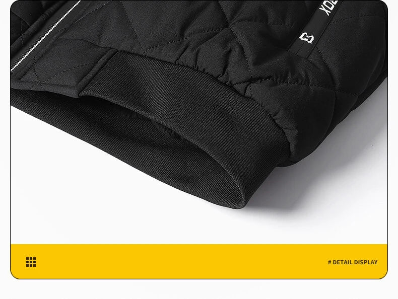 Jackets for Men with Hood Autumn Winter Cotton Padded Jacket Men Fashion Clothing Rhombus Texture Casual Parkas Plus Size 5XL