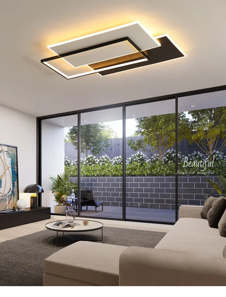 Modern Round Square LED Chandelier Simple Dimming Ceiling Lamps for Living Dining Room Kitchen Bedroom Indoor Lighting Fixture