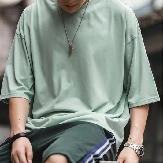 Maden Casual Cool-Touch Short Sleeve T-Shirt Men's Summer Breathable Loose Fit Crew Neck Tee Basic Versatile Solid Color Tops