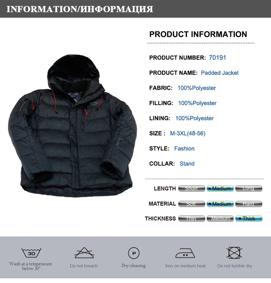 TALIFECK Men Winter Jacket Cotton Padded Jacket Parka Homme Quilted Coats High Quality Brand Winter Warm Coat Men Russian Size