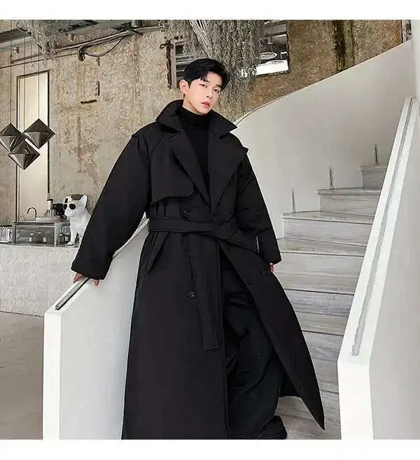 LUZHEN Winter Stylish Double Breasted Long Padded Coat Men's Original Design Thickened Knee-length Trench Trendy 2023 New Cac4db