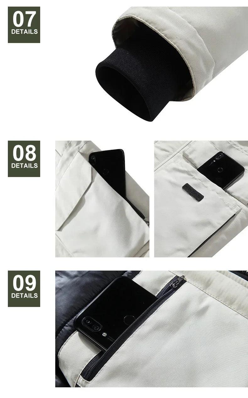 New Men Parkas Coat Windbreaker Big Pockets Wholesale Winter Parkas Men Thicken Coat Fur Hooded Jacket Overcoat Keep Warm Male