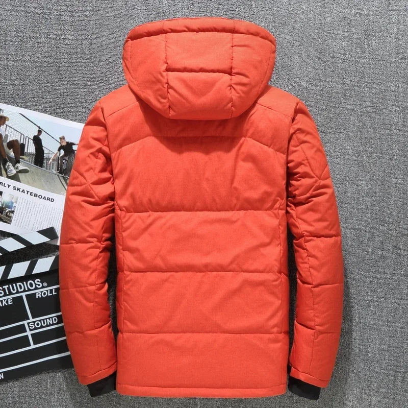 New Male Warm Hooded Windproof Winter Down Jacket Outerwear Men's Down Jacket Snow High Quality White Duck Thick Parkas