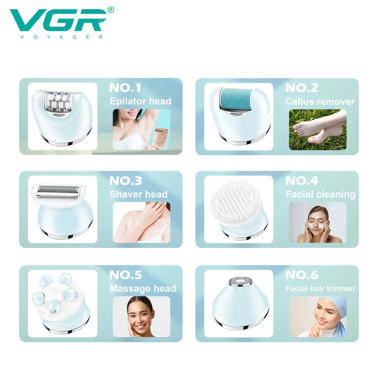 VGR Hair Trimmer Professional Hair Removal Tool Electric Epilator Lady Shaver Waterproof Hair Remover Epilator for Women V-733