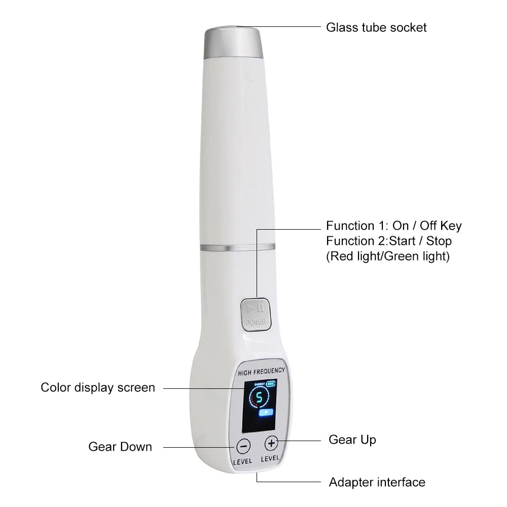 Darsonval Facial High Frequency Machine Screen Display 6 in1 Blue Hair Face Skin Care Beauty Device Anti Acne Spot Remove Wrinkl