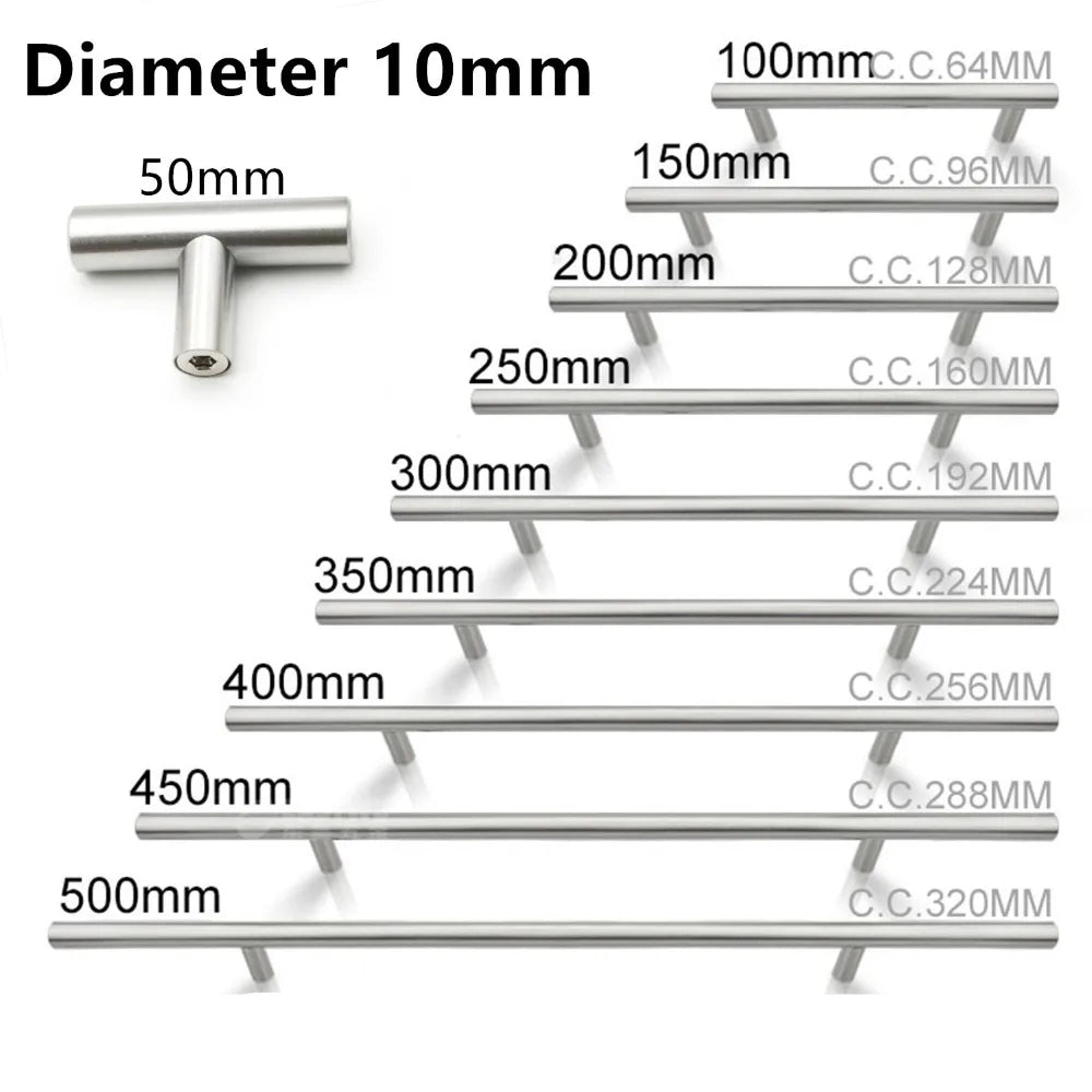 Modern  Stainless Steel Kitchen Door Cabinet T Bar Handle Pull Knob cabinet knobs furniture handle cupboard drawer handle