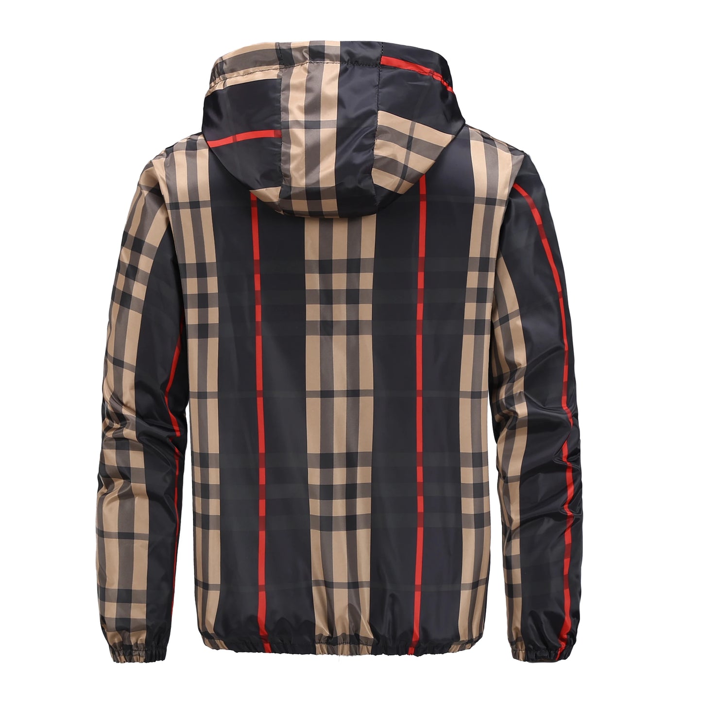 2024 new jacket men's hooded cross-border live broadcast fashion versatile jacket plaid spring and autumn youth jacket