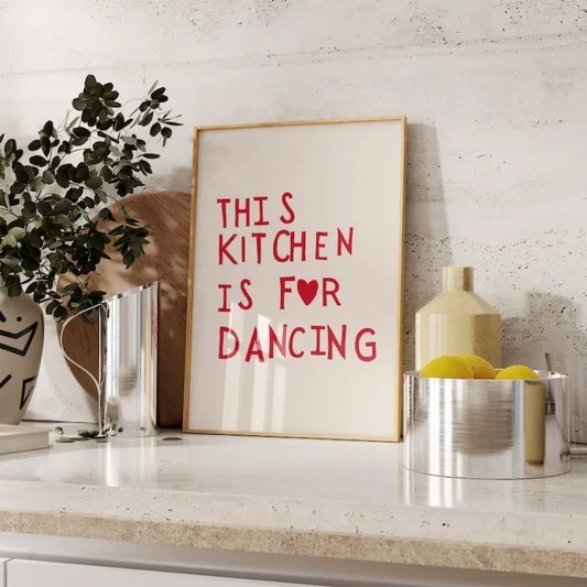Aesthetic Kitchen Alphabet Wall Art Red Love Phrase Cute Cooking Poster New Wave Simple Canvas Painting Home Kitchen Decoration