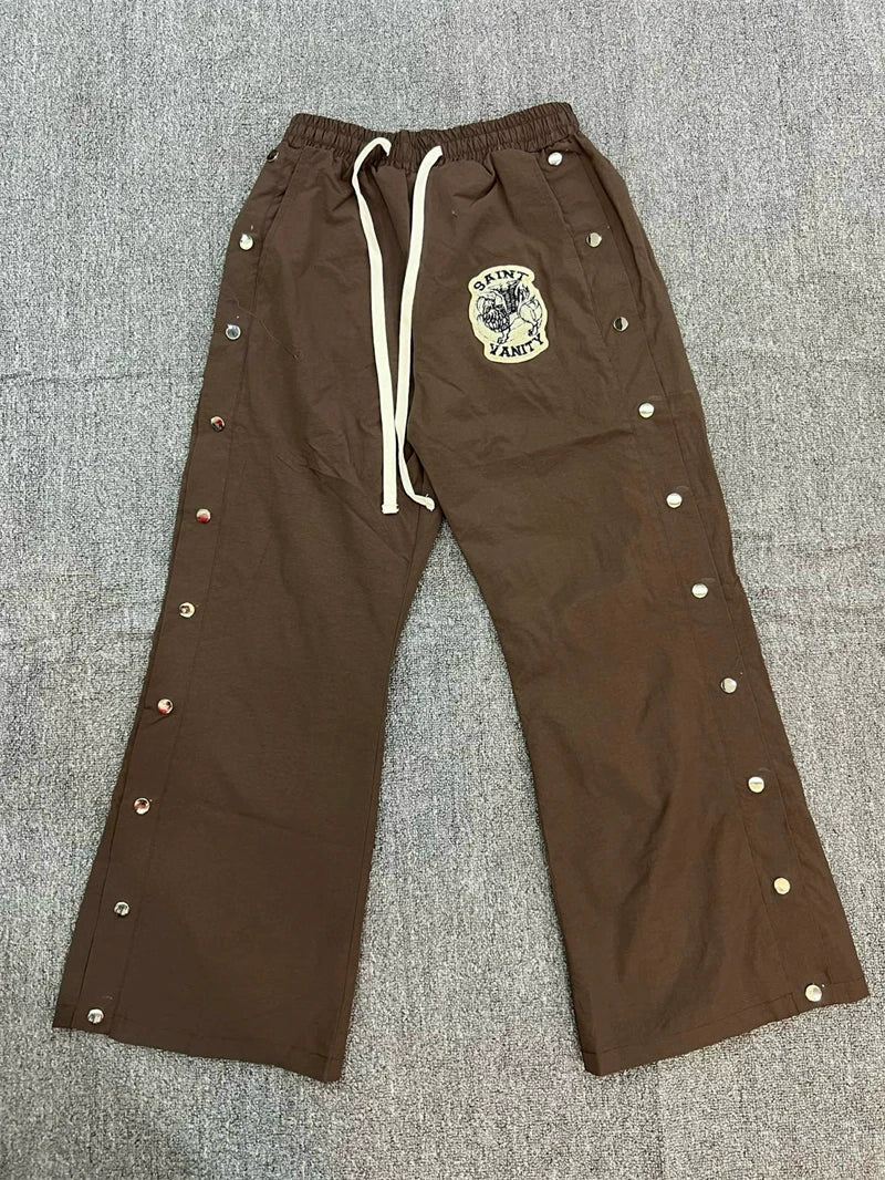 SAINT VANITY Embroidered Buckle Sports Sweatpants Jogger Men Women Drawstring Long Pants Trousers