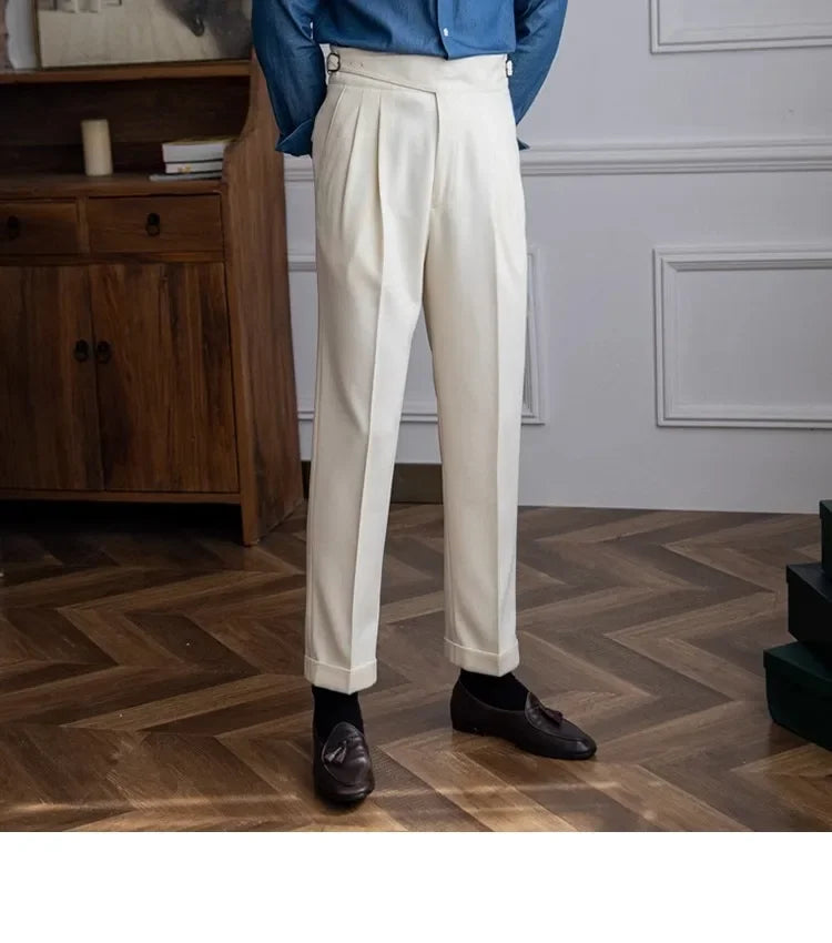 2023 Autumn/winter New Italian Style High-waisted Straight-leg Long Pants Casual Versatile Trousers For British Men