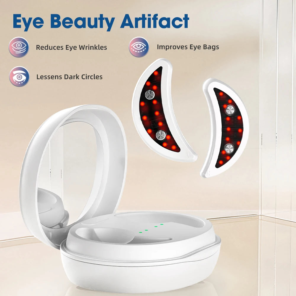 EMS Microcurrent Eye Beauty Device Electric Eye Massage Pad Heating Red Light Therapy Relieve Eye Fatigue Reduce Dark Circle