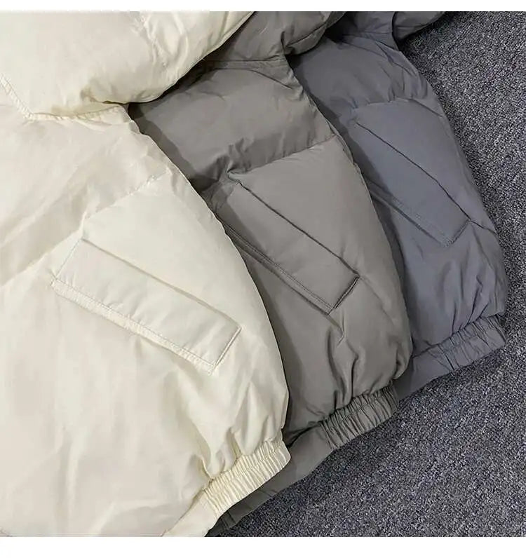 PFHQ Men Cotton Jacket High Street Trendy Winter Bread Coat 2024 Stand Collar Solid Color Long Sleeve Male Tops Casual 21Z7546