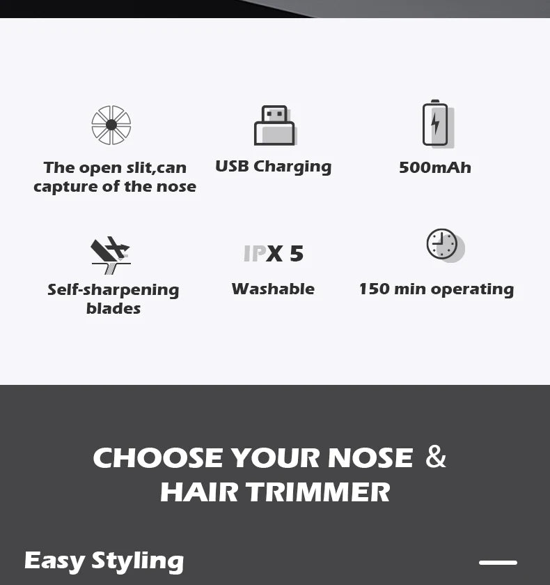 VGR Washable Nose Hair Trimmer Beard Facial Hair Trimer Eyebrow Electric Brow Nose Trimmer 2 In 1 Rechargeable V-613