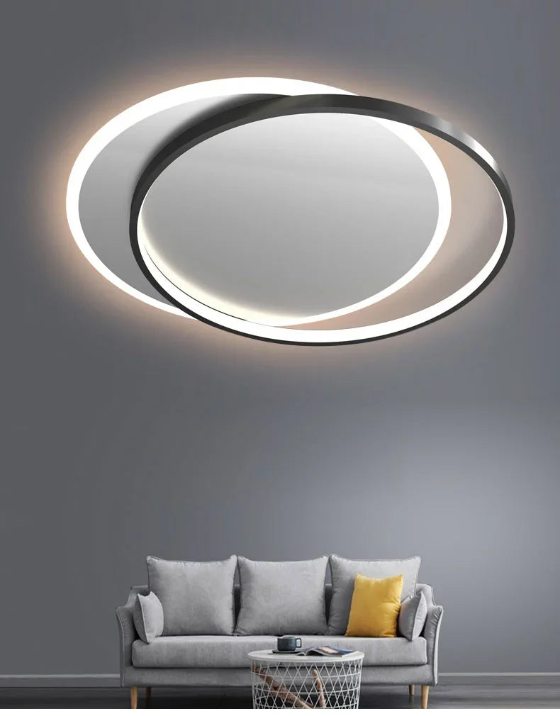 Modern Round Square LED Chandelier Simple Dimming Ceiling Lamps for Living Dining Room Kitchen Bedroom Indoor Lighting Fixture