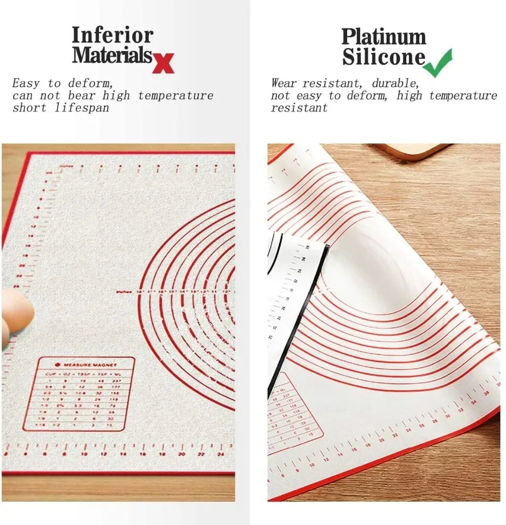 BUYYES 1PCS White And Red Kneading Mat Silicone Baking Mat Pizza Cake Dough Maker Kitchen Cooking Grill Gadget Baking Utensils