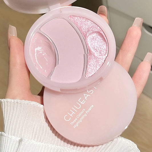 3-color Highlighter Palette Multi-use Mash Potato Pearlescent Matte Facial Contour Powder Cream Natural 3D Face Brighten Makeup