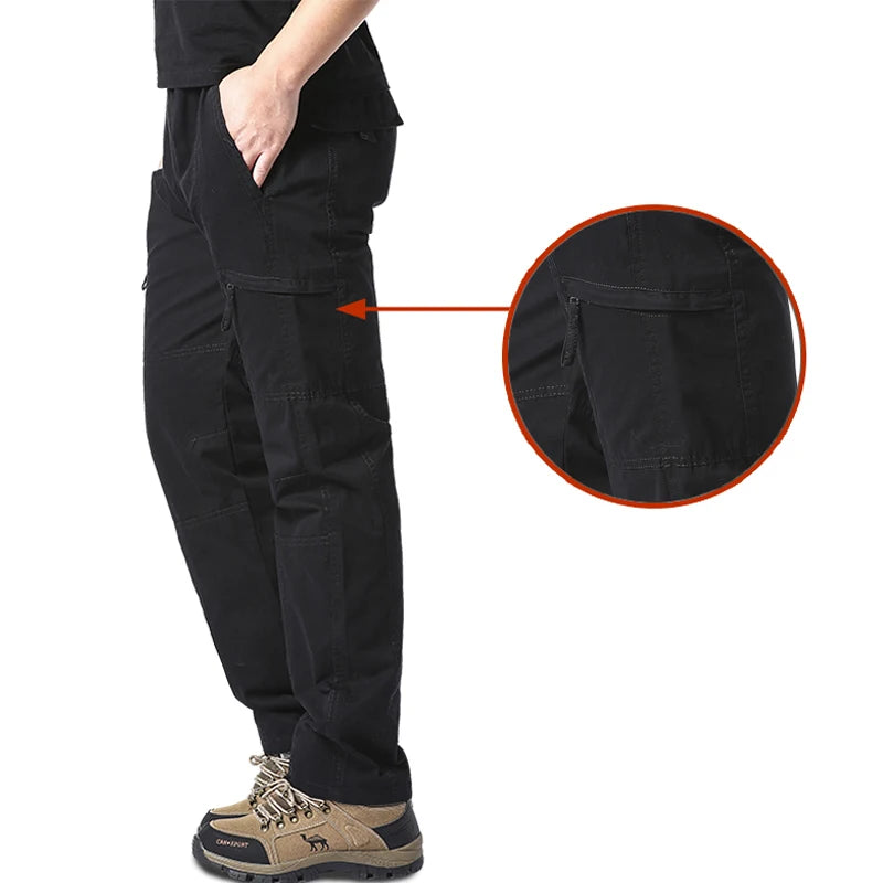 High Quality Men's Cotton Cargo Pants Casual Multiple Pocket Tacitcal Pants Spring Autumn Outdoor Camping Hiking Work Pants