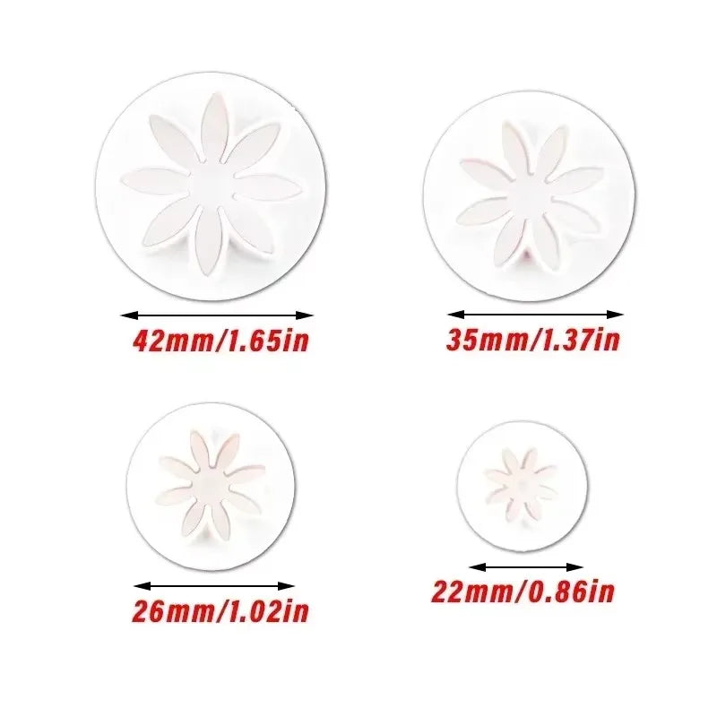 4/8pcs Plum Flower Daisy Flower Cake Plunger Fondant Cookie Cutter Mold Plum Baking Decorating Biscuit Stamps For Kitchen Tools