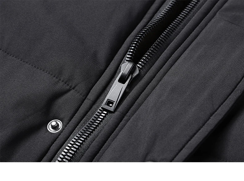 YJKVUR 2024 Winter New Jacket Men Mid-Length Thick Warm Waterproof Hooded Parka Windbreaker Military Fleece Plus Size Coat