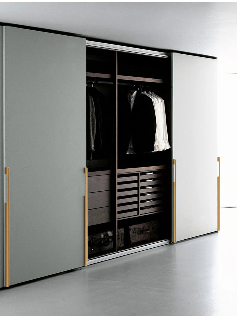 JUIDINTO 1pc Aluminium Cabinet Handle Pulls Black Handle 96-320mm Kitchen Drawer Handle for Furniture Wardrobe Closet