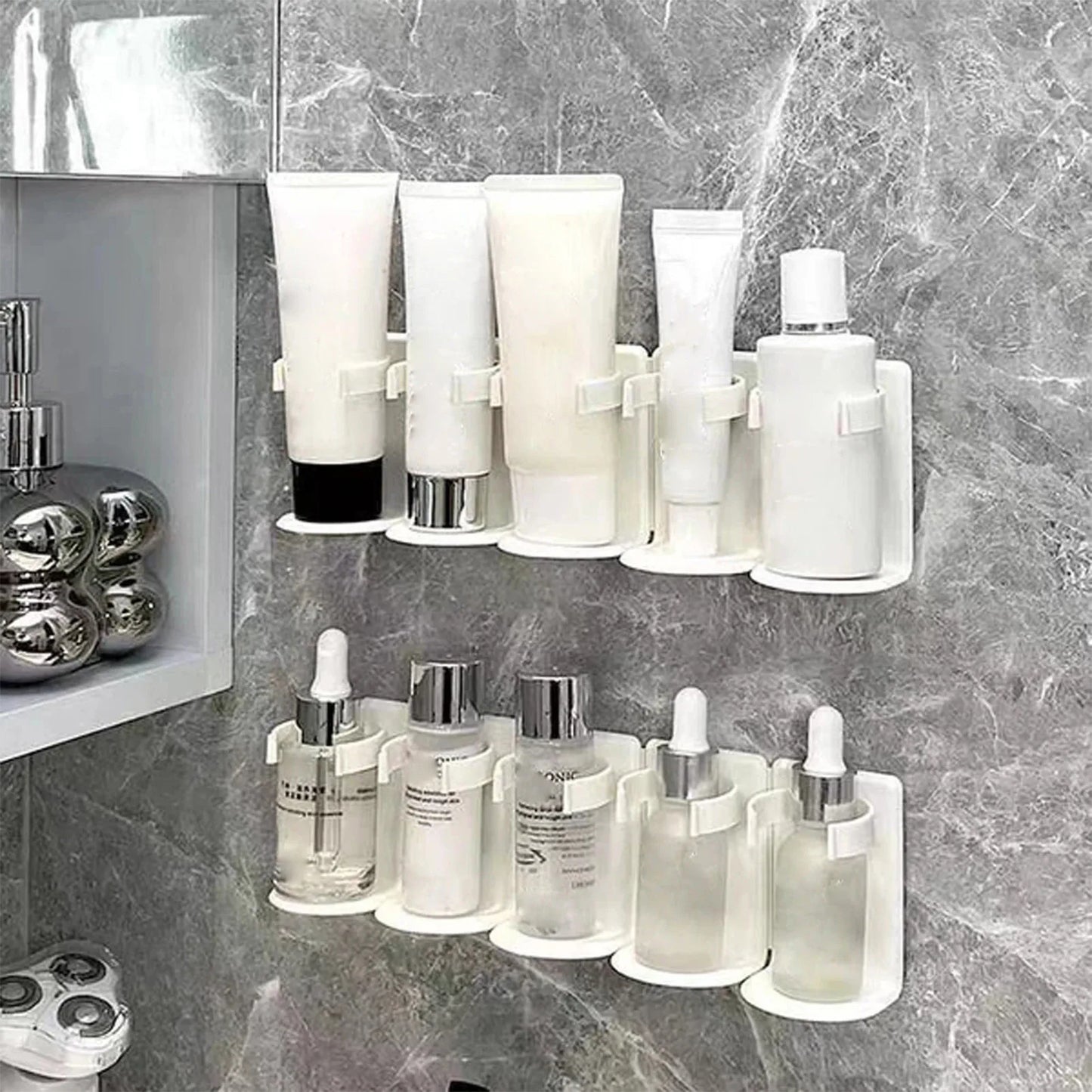 Wall Mounted Spice Jar Holder Kitchen No-Punching Storage Rack for Kitchen Bathroom Living Room Home Bottle Jar Organizer Racks
