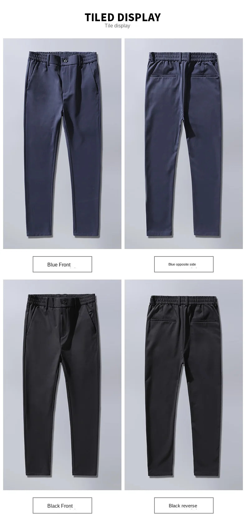 Summer Men's Casual Pants Thin Business Stretch Slim Fit Elastic Waist Jogger Korean Classic Blue Black Gray Brand Trousers Male