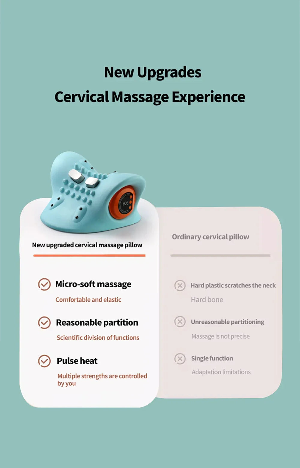 Cervical Neck Massager EMS Relax Heat Devices for Adult Cervical Repair Traction Electric Neck and Head Acupoint Massage Pillow
