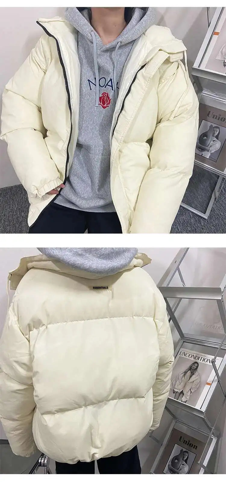 PFHQ Men Cotton Jacket High Street Trendy Winter Bread Coat 2024 Stand Collar Solid Color Long Sleeve Male Tops Casual 21Z7546